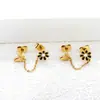 Pendientes de Acero Inoxidable con Doble Perforación para Orejas, Diseño de Comercio Exterior Transfronterizo, Pendientes de Flor Mariposa de Estilo Dulce y Fresco, Modernos y Versátiles