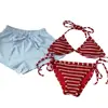Bikini Rayado Rojo y Blanco Estilo Chica Hot Vacacional Deseo Puro para Vacaciones en la Playa