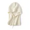 Conjunto de chapéu e cachecol de fio de cashmere para mulheres, aquecedor de pescoço espesso, cachecol com capuz de tricô quente para outono e inverno, com proteção para as orelhas