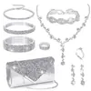 Venta Caliente Transfronteriza Adornos Populares Europeos y Americanos Elegante Lentejuela Elegante Bolso de Noche de Lujo Conjunto de Joyería de Novia de Lujo