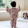 Pijama de franela engrosada para niños, conjunto de ropa de estar de dibujos animados para niños en invierno, pijama cálido para bebés niños, invierno
