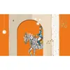 Diseño de espacio de tienda de ropa Decoración Patrón personalizado Tela de pared Fondo naranja Hermes Papel tapiz para herramientas de tienda física