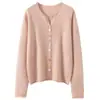 Colección nueva de otoño e invierno al por mayor: Cárdigan de punto de cachemira para mujer, cuello redondo, mangas largas, prenda exterior de cachemira de corte holgado, top con botones coloridos