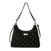 Bolso de Hombro con Cadena y Bordado de Rombo de Moda 2025 Invierno Nuevo Estilo Versátil de Moda Bolso Cruzado de Gama Alta para Mujer