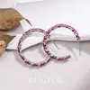 Moda Estilo Francês, Luxo Leve, Brincos de Coríndon Vermelho de Alta Qualidade, Design Exclusivo, Brincos Circulares, Brincos Versáteis para Mulheres