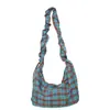 Bolsa de Ombro, Estilo Coreano da Moda e Leve, Bolsa Casual tipo Bolinho Ins, Bolsa Nuvem, Bolsa Xadrez, Bolsa Transversal de Alto Padrão Estilo Preguiçoso