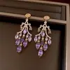 Pendientes de Plata con Incrustaciones de Diamante Estilo Francés, Diseño Hueco con Borla de Gota de Agua, Pendientes de Botón de Personalidad de Lujo Ligero, Pendientes Versátiles de Moda para Mujer