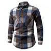 Chamarra Camisa a Cuadros de Comercio Exterior para Hombre, Primavera y Otoño, Corte Holgado Casual con Mangas Largas, Camisa a Cuadros Transpirable