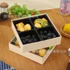 Snacks de Frutas Deshidratadas de Uso Diario Caja de Madera Desechable con Cuatro Compartimentos, Lonchera de Madera Multipropósito con Tapa Transparente, Compartimentación de Alimentos para Tiendas