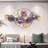Novo estilo chinês sala de estar luz dourada luxo decoração de parede de ferro restaurante montado na parede criativo tridimensional decoração de parede de metal