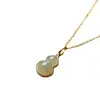 Collar de Calabaza de Jade Hetian Natural para Mujer Retro Nicho Lujo Accesible Diseño Estilo Chino Moda Clásico Esmalte Cadena para Clavícula