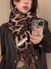 Explosivo Personalizado Moda cáqui Impressão Xale Inverno Quente Pescoço Cashmere Borla Grosso Leopardo Estampa Cachecol