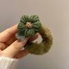 Corda de cabeça de pelúcia com florzinha outono e inverno meninas trançado de lã com cor elástico de borracha alta acessórios de cabelo anel de cabelo
