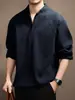 Sudadera de punto gofre de alta gama, ligera y con textura para hombre, con un diseño retro de media cremallera, un corte relajado y mangas largas, adecuada para el uso diario.