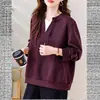 Moletom Feminino Outono e Inverno Sem Capuz Ombro Normal Manga Longa Estilo Europeu Solto Estilo Preguiçoso Camada Base Roupa Íntima Top Estiloso Tendência