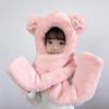 Otoño e invierno nuevo gorro de oso bufanda guantes conjunto de tres piezas combinable lindo bufanda de felpa gorro grueso y cálido