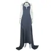 Vestido Bodycon Justo de Alça Cor Sólida Doce Estilo Europeu e Americano Transfronteiriço com Decote Halter franzido nas costas e Vestido Longo Reto