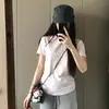 Camiseta de Algodón Puro de Marca de Moda Morado Uva de Manga Corta Ajustada para Mujer, Top de Moda Adelgazante para Verano, Paquete de 40