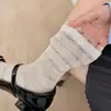 Meias Respiráveis com Renda Vazada para Mulheres, Meias de Cano Médio, Estilo Fino de Verão, Meias Largas Estilo Menina Doce Japonesa Miu com Botões