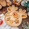 Bandeja de madera de alce con dibujos animados creativos para niños, plato de cena, bandeja de postre de frutas para té de la tarde, plato decorativo para fiestas navideñas