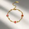 Pulseira de Trevo de Quatro Folhas em Aço Inoxidável Popular Transfronteiriça Europeia e Americana para Mulheres, Aço Titânio Ouro 18K Joias de Alto Padrão, Pulseira de Casal