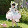 Vestido de Verão 2026 Estiloso Novo de Aniversário para Meninas Estilo Lolita Flor Fada Princesa Infantil