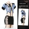 Uniforme policial sexy, peça única, alça oca, secretária, saia quadril, transparente, decote em V
