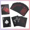 Cartas de Juego de Plástico Negro, Resistentes al Desgaste y Duraderas, Cartas de Juego Impermeables de Plástico PVC Azul y Rojo para Fiestas en Casa