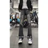 Jeans Masculino Padrão Raio Bigodes de Gato Azul Retrô Calças com Vibe High Street Americana Corte Limpo Frescas e Estilosas Calças Levemente Flare