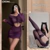 Shuoyao lencería sexy para mujer vestido de vaina transparente de manga larga pasión caliente uniforme sexy traje de tentación 260