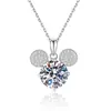 Colar Transfronteiriço Europeu e Americano de Prata Esterlina S925 Mickey Mouse para Mulheres com Pingente de Moissanita, Corrente de Clavícula Simples, Fofa e Delicada