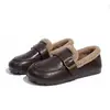 Zapatos de Lona Cálidos para Mujer, Mocasines Peludos de Estilo Retro Francés 2026 con Hebilla, Planos, Slip-on, Casual para Exteriores