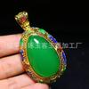 Novo pingente de calcedônia cloisonne calcedônia verde ágata vermelha galinha ágata amarela suéter corrente incrustada pingente bens vivos
