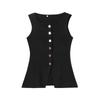 Exportación Transfronteriza Ropa de Mujer 2025 Verano Estilo Europeo y Americano Cuello Redondo Sin Mangas Chaleco de Punto Decorado con Botones Chaleco para Mujer K220255