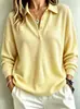 Europeu e Americano Transfronteiriço Amazon Comércio Exterior Moda Botão Malha Waffle 2026 Outono Novo Cor Sólida Suéter Top Roupa Feminina