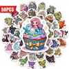 50 Pegatinas Creativas de Pastel Mágico de Dibujos Animados, Lindas y Personalizadas Pegatinas Decorativas Impermeables Pequeñas de Cartón para Pastel, Lote Transfronterizo