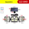 Nueva lámpara de pared solar de 333 LED con división transfronteriza, lámpara de jardín solar para exteriores, lámpara de inducción del cuerpo humano