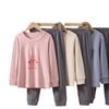 Conjunto de Roupas de Casa Outono e Inverno Infantil Meninos e Meninas Crianças Médias e Grandes Pijama Novo Forrado com Fleece Espessado Roupas Quentes para Pais e Filhos