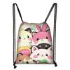 Bolsa con cordón de Animales de Dibujos Animados Panda Cordón Bolsa para Tutorías Estudiantiles Poliéster Gato Bolsa de Almacenamiento para Viajes Caricatura Linda