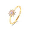 Anillo Abierto Ajustable de Girasol de Ópalo de Moda Estilo Coreano y Japonés Bañado en Plata S925 con Oro de 10K Venta al por Mayor