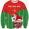 Europa Transfronteriza Sudadera con Capucha Redonda Divertida de Papá Noel Impresión 3D para Hombre Primavera Otoño Holgada Manga Larga Pulóver Comercio Exterior