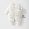 Mono de algodón acolchado para bebé de 40 g, mameluco sin costuras de otoño e invierno, traje de gateo de algodón fino engrosado de apertura frontal para niños