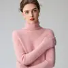 Camiseta básica 100% cashmere puro, suéter de cashmere outono e inverno para mulheres, gola alta, pulôver slim fit, camiseta básica curta