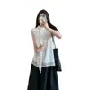 Camisa de Mujer Estilo Retro Francés con Lunares, Color Contrastante, Ligera, Transpirable, Corte Recto, Sin Mangas, con Cinta, Nueva Colección Verano 2026 H053010