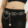 Cadena de cintura decorativa metálica con forma de anillo, transfronteriza europea y americana, para mujer, retro y versátil, cadena corporal ajustable, en stock