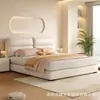 Cama matrimonial de lujo ligero estilo italiano, moderna y simple, cama grande tapizada para dormitorio principal del hogar, cama de bodas, duradera para dormitorios de tamaño pequeño