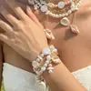 Colar Pulseira de Concha Pérola Estilo Férias na Praia, Design Exclusivo Camada Dupla Pingente de Franja Corrente de Cintura Corrente de Clavícula