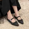 Sandalias de Punta Cerrada con Lazo de Pedrería de Lunares para Mujer, Estilo Slip-On de Alta Gama con Aumento Oculto de Altura, Zapatos Planos Mary Jane