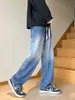 Jeans Lavados de Pierna Recta Más Vendidos para Hombre, Marca de Moda Estilo Americano, Pantalones Largos Versátiles de Verano Finos, Holgados y de Pierna Ancha para Hombre