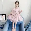 Vestido Princesa Estiloso para Meninas Vestido de Verão 2026 Novo Estilo Vestido Estiloso de Renda para Menininhas Vestido de Malha Estilo Coreano para Crianças